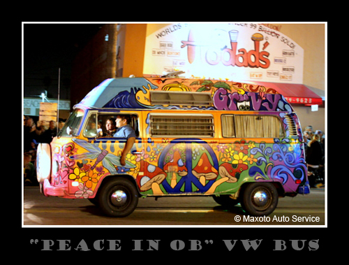 Peace in OB VW Bus 2010 OB's Christmas Parade The Hippie and OBecian